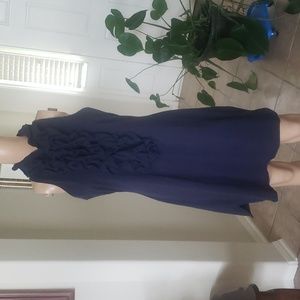 Boston Proper m henly shirt dress ruffle center sleeveless mockneck